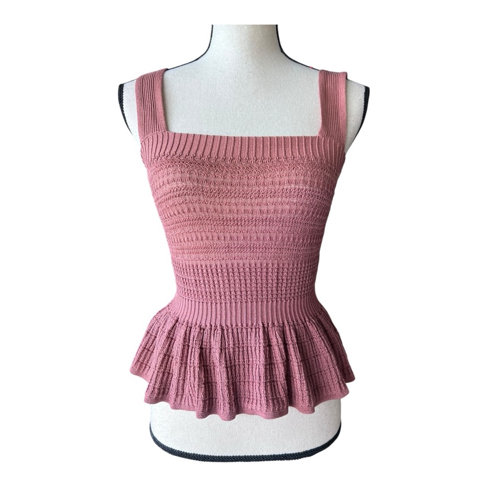 Express Mauve Textured Knit Peplum Sweater Tank Size S